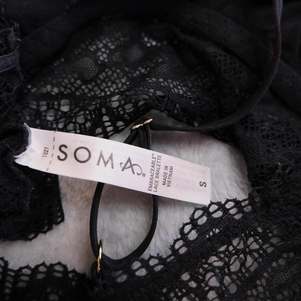 Soma Womens Bra S Breathtaking Bralette Lace Crochet Black Sheer Lightweight - Picture 5 of 7